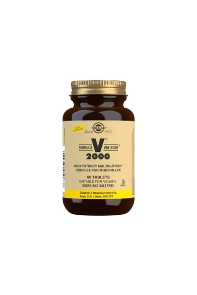 Solgar Formula Vm 2000 Multivitaminn 60 Tablet - Alliavital.comm ürün görseli 1