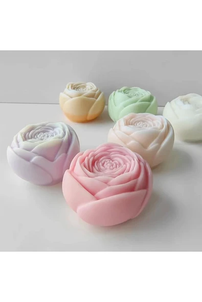 HogART Design Büyük Tomurcuk Şakayık Gül Mum Sabun & Kek Kalıbı ürün görseli 1
