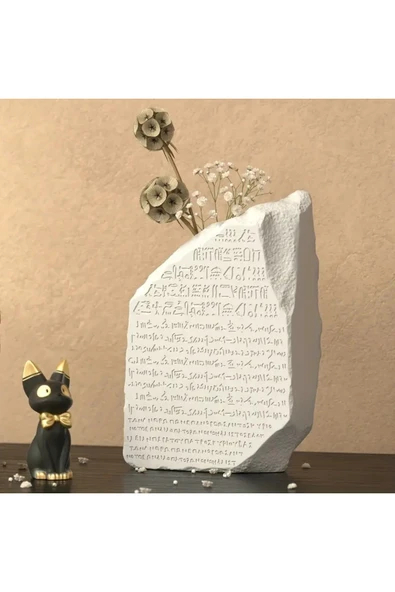 HogART Design Eski Mısır Hiyeroglif Yazı Dekoratif Vazo Kokulutaş & Taş Tozu Silikon Kalıp ürün görseli 1