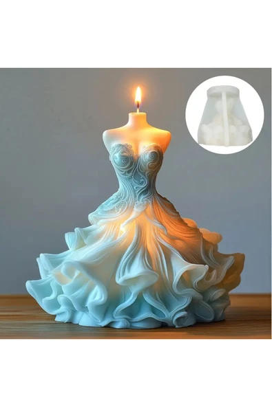 HogART Design Gelinlik Model 2 Mum Kokulutaş Silikon kalıp ürün görseli 1