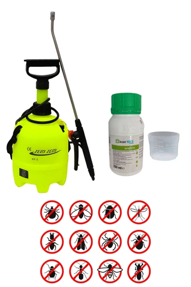 ZEMZEM Profesyonel İlaçlama Pompası 5LT/Icon 10CS 250ML Haşere İlacı SKT 2028-Ölçek Hediyeli ürün görseli 1