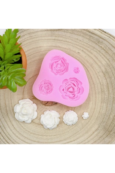 HogART Design 4' Lü Küçük Gül Mum Sabun & Kokulutaş Silikon Kalip ürün görseli 1