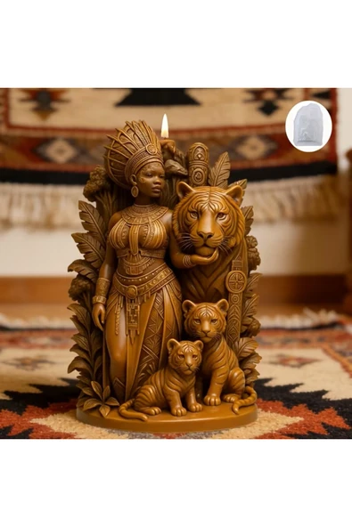 HogART Design Afro Kadınlar Ve kaplan Silikon Kalıp ürün görseli 1