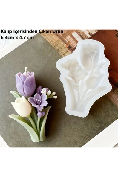 HogART Design Küçük Lale Demeti ( Model 2 ) Kokulu Taş Mum Sabun & Epoksi Silikon Kalıp ürün görseli 1