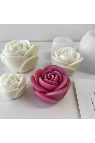 HogART Design Küçük Boy Gül Şekilli Mum Sabun & Pasta Silikon Kalıp ürün görseli 1