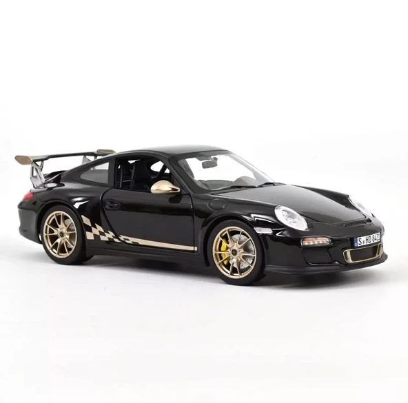 Norev 187563 1/18 Porsche 911 GT3 RS 2009 Black & White Gold Metallic ürün görseli 1
