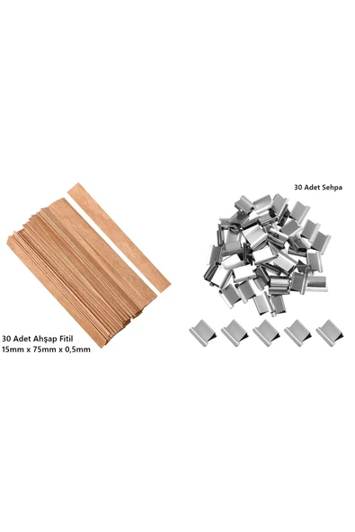 HogART Design Ahşap Mum Fitili ve Sehpa 30 Adet ( 15mm x 75mm x 0,5mm ) ürün görseli 1