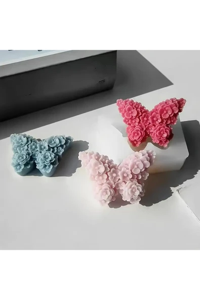 HogART Design Çiçekli Kelebek Mum Sabun & Kokulutaş Silikon Kalıp ürün görseli 1