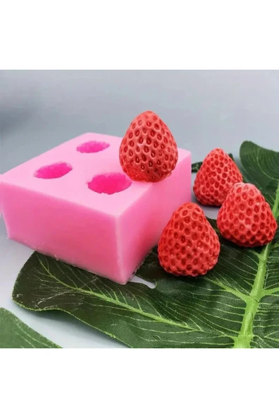 HogART Design 4'lü Mini Çilek Silikon Kalıp - Resim 2