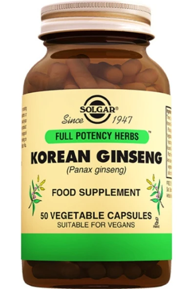 Solgar Korean Ginseng 50 Kapsül (KOREYAN GİNSEG) Skt:05-2024 ürün görseli 1