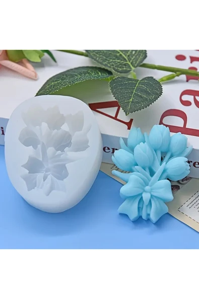 HogART Design Küçük Lale Demeti Mum Magnet & Sabun Silikon Kalıp ürün görseli 1