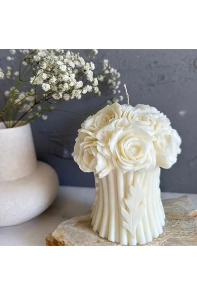 HogART Design Gül Demeti Mum & Beton Silikon Kalıp ürün görseli 1
