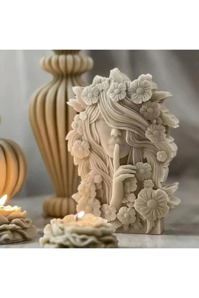 HogART Design Büyük Boy Çiçek Kraliçesi Büyük Boy Mum & Beton Silikon Kalıp ürün görseli 1