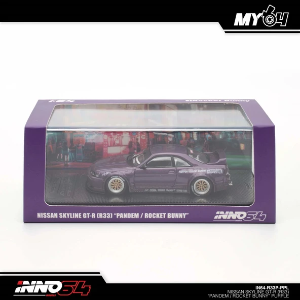 Inno 1/64 Nissan Skyline GT-R (R33) "Pandem / Rocket Bunny" Purple ürün görseli 1