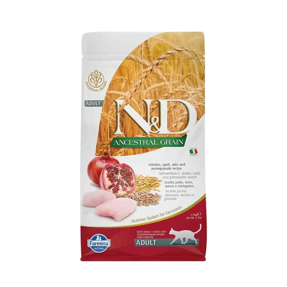 N&D Düşük Tahıllı Tavuklu Narlı Yetişkin Kedi Maması 1,5 kg ürün görseli 1