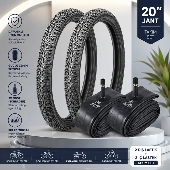 Servis 20X1.95 DIŞ LASTİK (THRONE) Bisiklet Lastiği ve İç Lastiği (2 ŞER ADET TAKIM) ürün görseli 1
