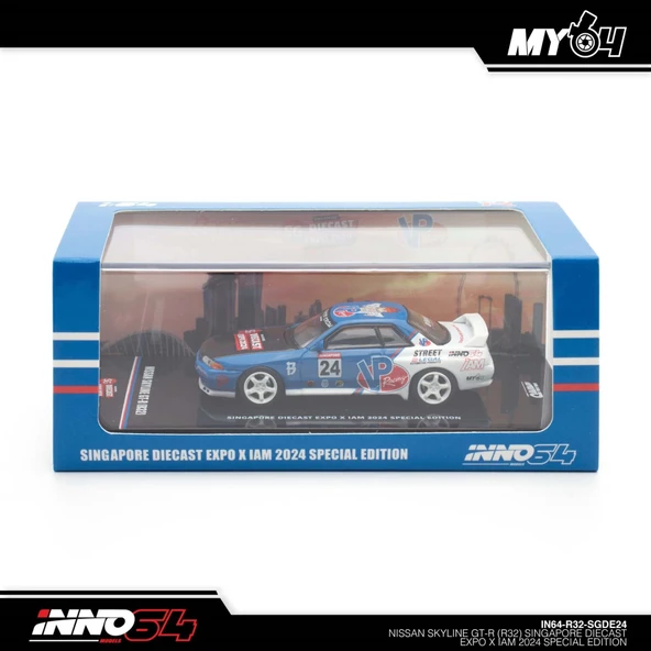 İnno 1/64 Nissan Skyline GT-R (R32) Singapore Diecast Expo 2024 Special Edition IN64-R32-SGDE24 ürün görseli 1