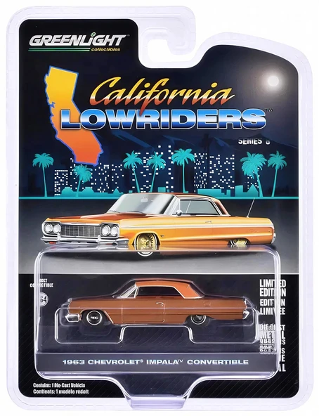 Greenlight 1/64 California Lowriders Series 6- 1963 Chevrolet Impala SS Convertible Top Up 63070-C ürün görseli 1