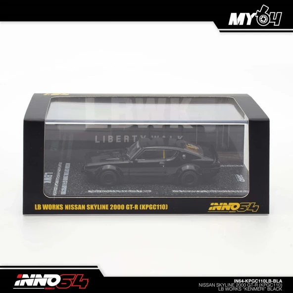 Inno 1/64 Nissan Skyline 2000 GT-R (KPGC110) LB Works "Kenmeri" Black ürün görseli 1