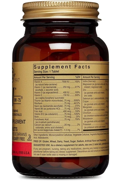 Solgar Vm-75 Multivitamin 60 Tablet - Resim 2