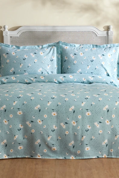 Karaca Home Daisy %100 Pamuk Çift Kişilik Pike Takımı Mint PP ürün görseli 1