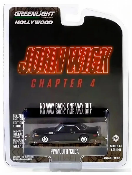 Greenlight 1/64 Hollywood Series 41- 1971 Plymouth 'Cuda - John Wick: Chapter 4 (2023) ürün görseli 1