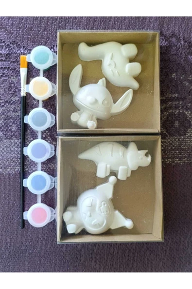 kraterya home 4 adet 3D figür, taş boyama,kuromi, dinazor,kendin yap,boyama etkinliği ürün görseli 1