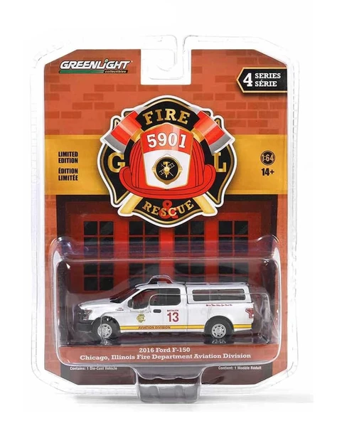 Greenlight 1/64 Fire & Rescue Series 4- 2016 F-150 - Chicago Fire Dept. Aviation Division 67050-E ürün görseli 1