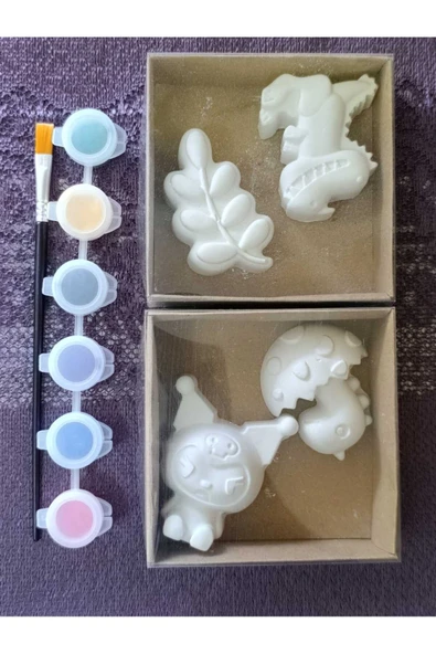 kraterya home 4 Adet 3D figür, taş boyama,dinozor,mantar,kuromi ,kendin yap boyama etkinlikleri ürün görseli 1