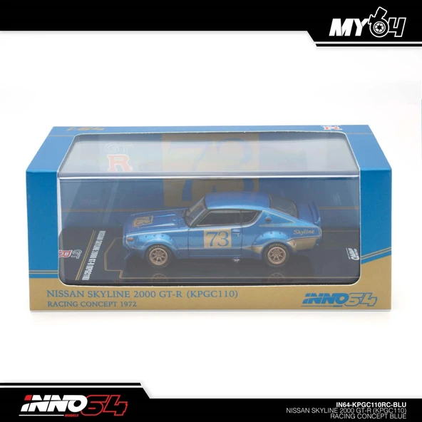 Inno 1/64 Nissan Skyline 2000 GT-R (KPGC110) Racing Concept Blue ürün görseli 1