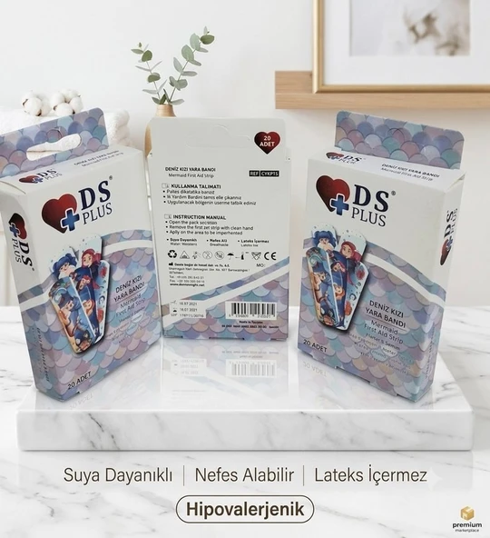 DS Plus Renkli Kalp Desenli yarabandı 3 paket 60 adet ürün görseli 1
