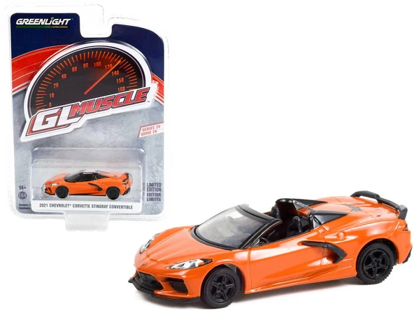 Greenlight Muscle Series 26 2021 Chevrolet Corvette Stingray Convertible - Sebring Orange 13310-F ürün görseli 1