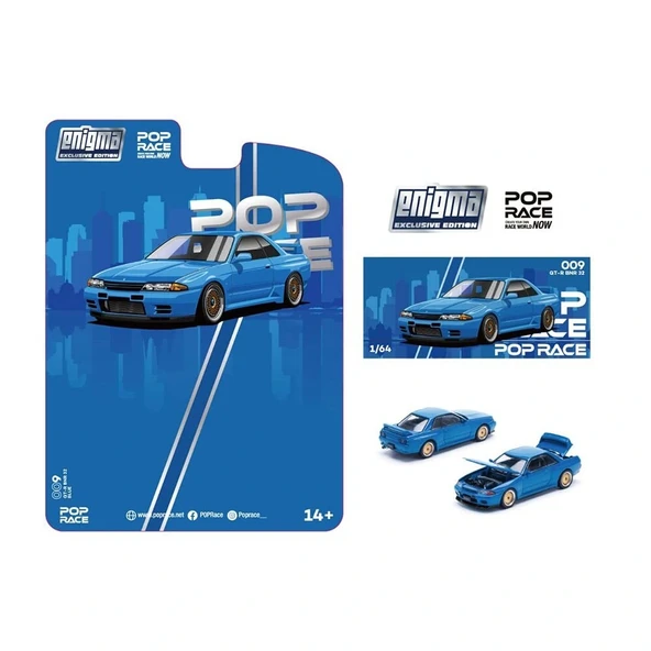 Pop Race PRE009 1/64 NISSAN SKYLINE R32 BAYSIDE BLUE ürün görseli 1