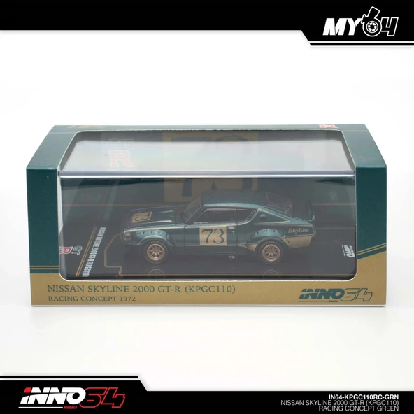 Inno 1/64 Nissan Skyline 2000 GT-R (KPGC110) Racing Concept Green ürün görseli 1