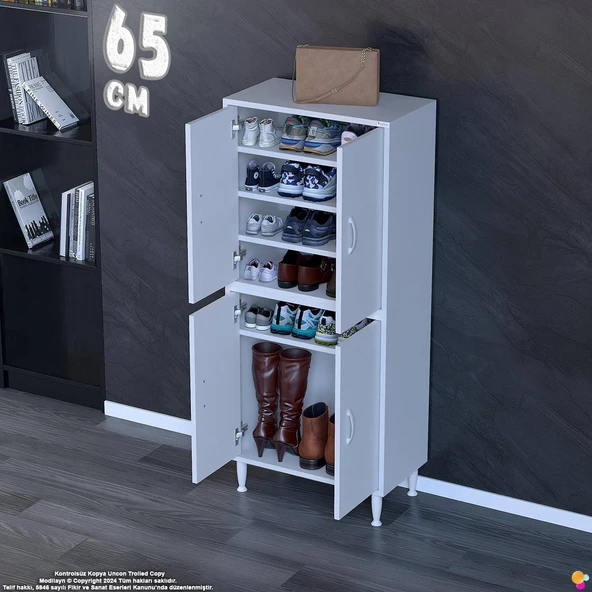EFNA Ayakkabılık - Kapaklı 4 Raf 6 Bölmeli Dar Alanlar İçin Çok Amaçlı Dolap (65 cm Genişlik) ürün görseli 1