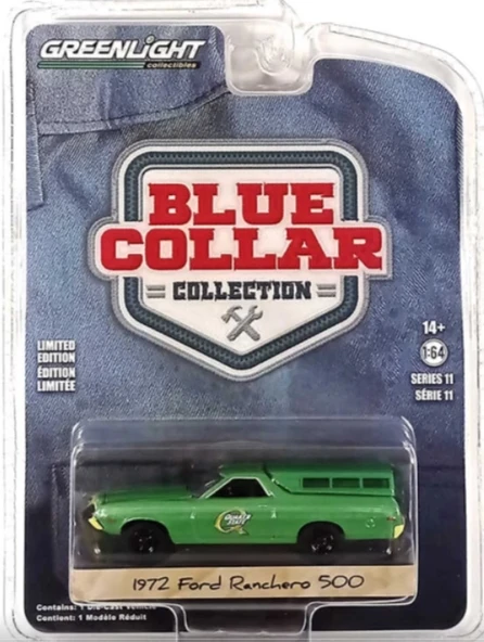 Greenlight 1:64 Blue Collar Collection Series 11- 1972 Ford Ranchero 500 with Camper Shell 35240-B ürün görseli 1