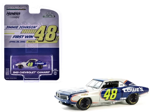 Greenlight 1/64 1969 Chevrolet Camaro - Jimmie Johnson / Hendrick Motorsports First Win Tribute April 28, 2002 - San Ber ürün görseli 1