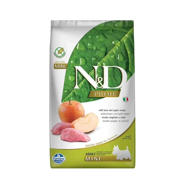 N&D Tahılsız Yaban Domuzlu Elmalı Küçük Irk Yetişkin Köpek Maması 2,5 kg ürün görseli 1