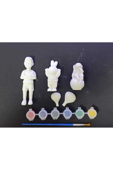 kraterya home 4 Adet 3D figür taş boyama astronot tavşan ve adam ürün görseli 1