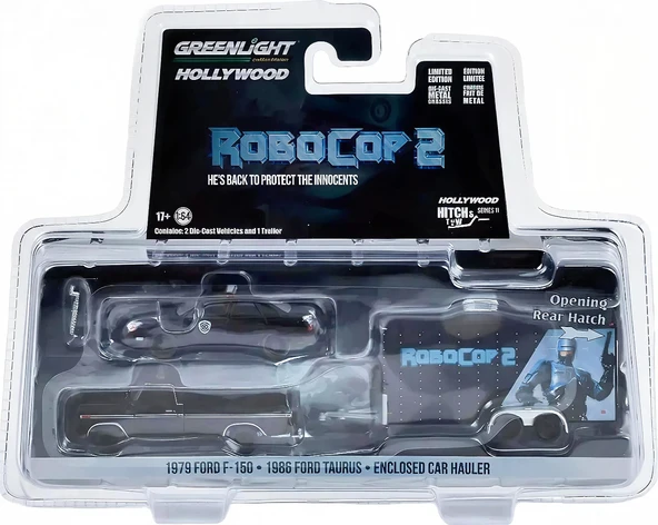 Greenlight 1:64 Hollywood Hitch & Tow Series 11 - Robocop 2 (1990) - 1979 F&150 with 1986 Taurus Detroit Metro West Poli ürün görseli 1