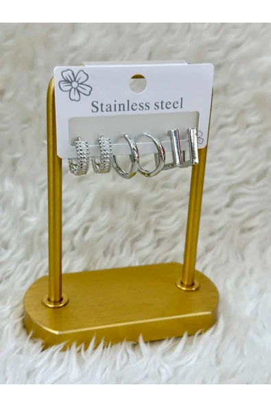 Gümüş Line & Shine – 3 Çift Mini Küpe Seti ürün görseli 1