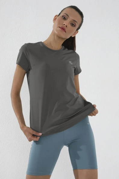 Tommy Life Basic Kısa Kol Standart Kalıp O Yaka Kadın T-Shirt Koyu Gri 97144 ürün görseli 1