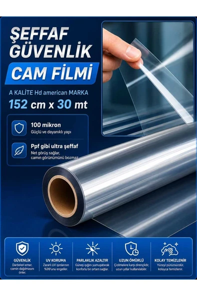 ŞEFAF GÜVENLİK CAM FİLMİ 152X30MT ürün görseli 1