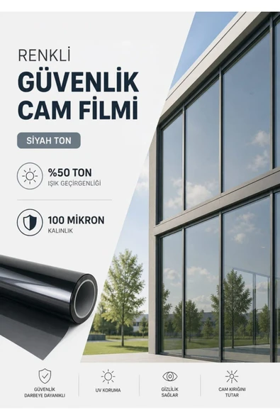 RENKLİ GÜVENLİK CAM FİLMİ 152 X30 MT %50 ürün görseli 1