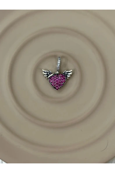 “Pembe Kanatlı Kalp” Taşlı Dangle Charm ürün görseli 1
