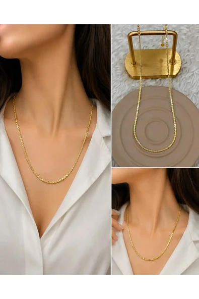 Gold Işıltılı Minimal Zincir Kolye ürün görseli 1