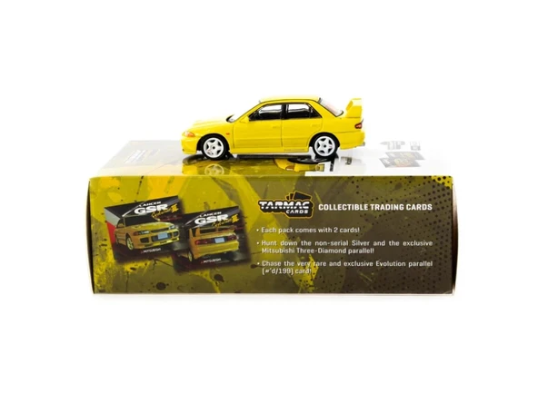 Tarmac Works 1/64 Mitsubishi Lancer GSR Evolution III Yellow with Tarmac Cards ürün görseli 1