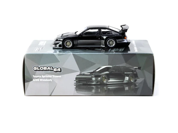 Tarmac Works 1/64 Toyota Sprinter Trueno AE86 Widebody Black/Grey - Designed by Jon Sibal - Malaysia Special Edition - G ürün görseli 1