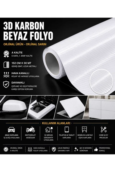 3D KARBON BEYAZ FOLYO ürün görseli 1