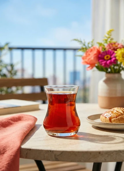 Lav eda çay bardak - 12 adet tombul çay bardağı 170 cc. ürün görseli 1